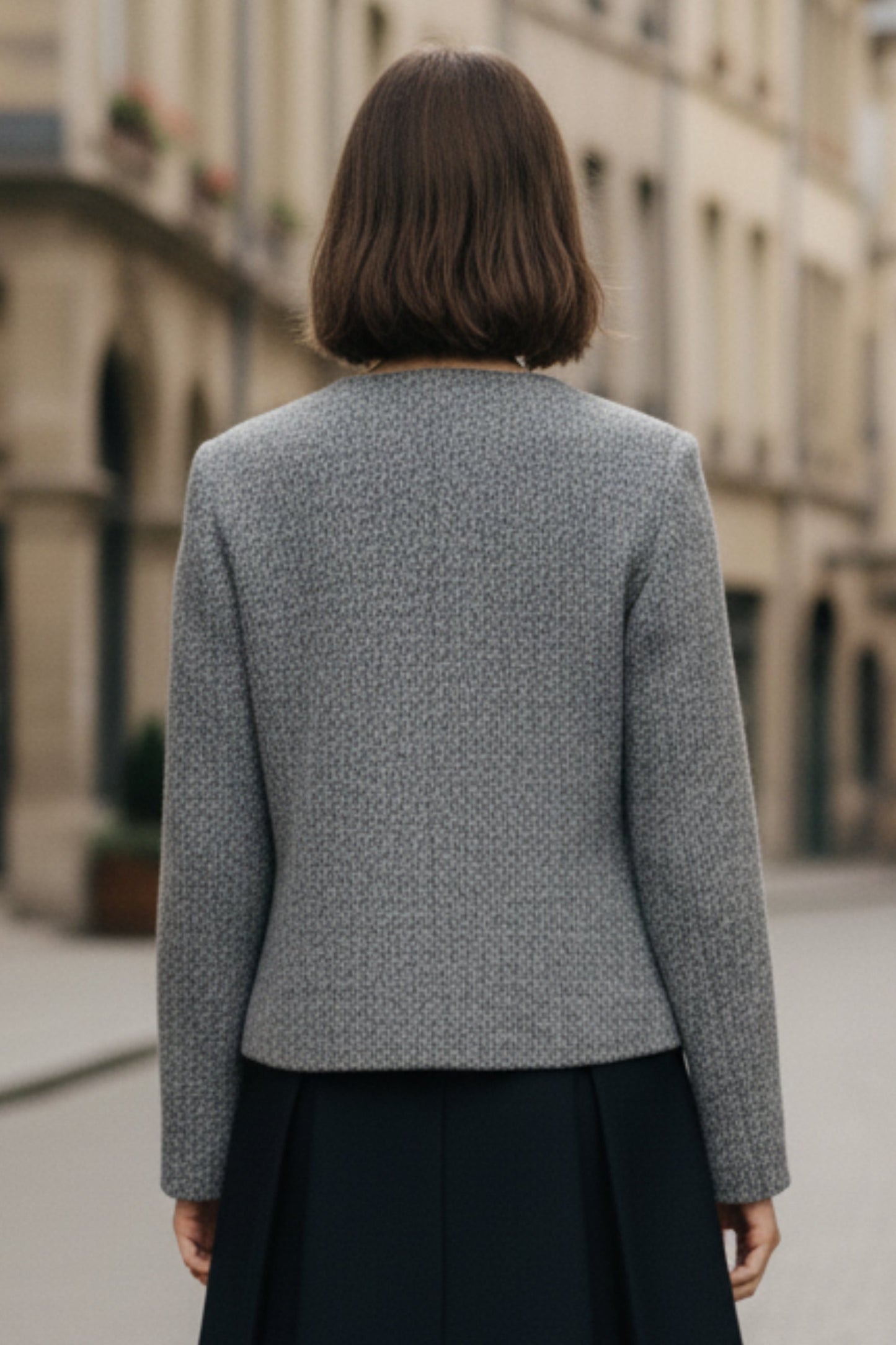 Ash Grey Double-Sided Cashmere Buckle Blazer