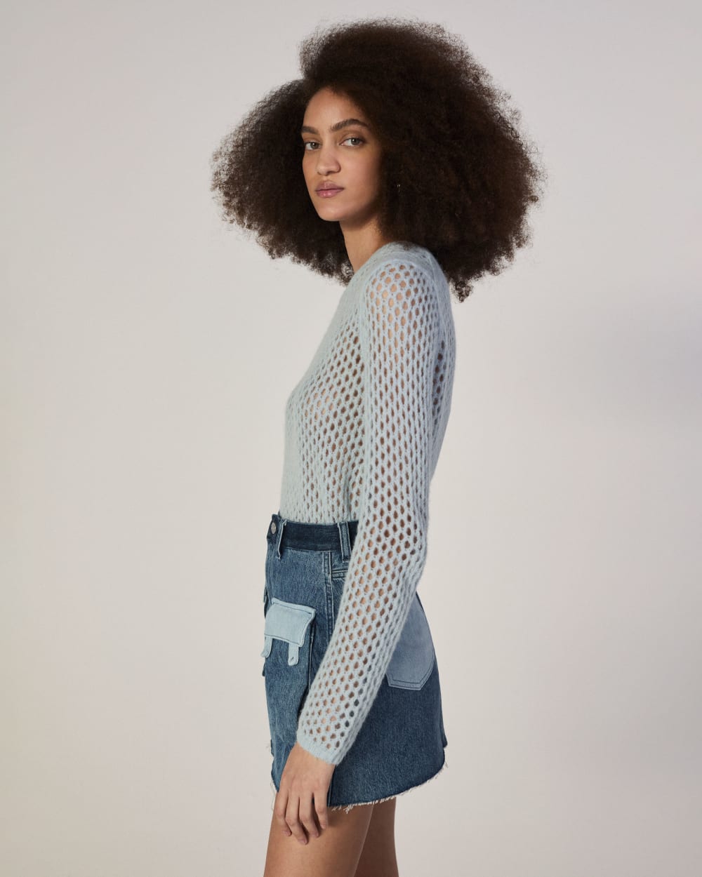 The Denim Patchwork Mini Skirt | Diamond Blue