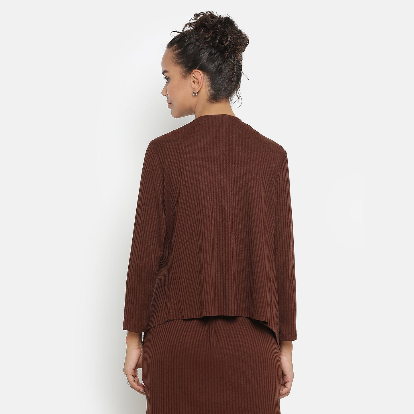 Brown Ribbed Short Shrug