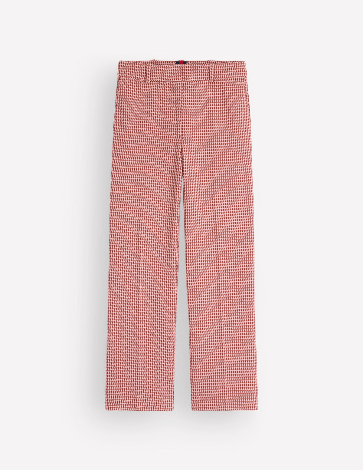 Canonbury Cotton 7/8 Trousers-Pink, Brown Puppytooth