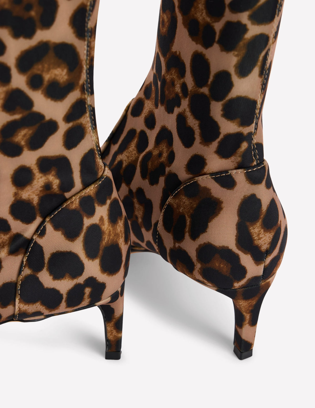 Stretch Kitten Heel Boots-Leopard Print