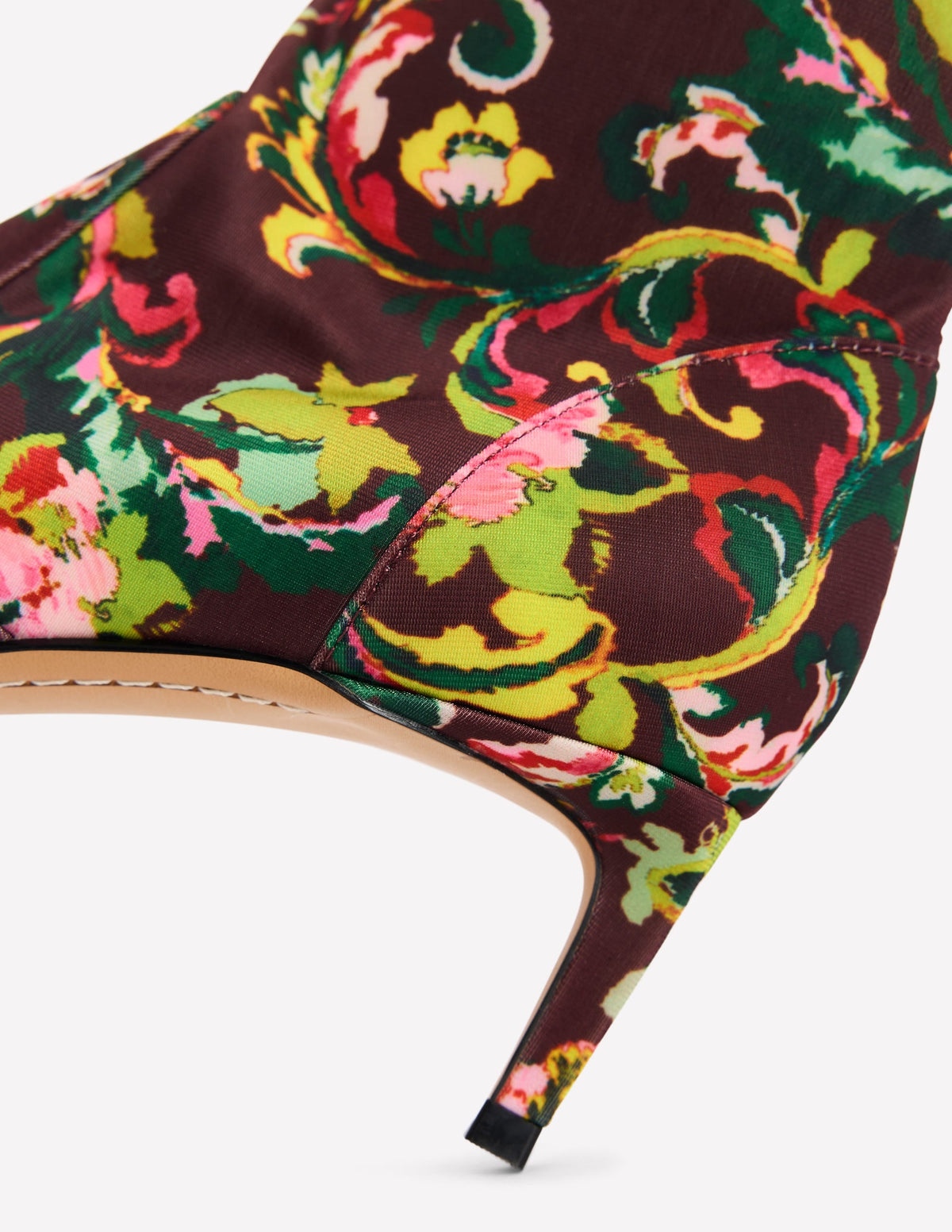 Stretch Kitten Heel Boots-Floral Print