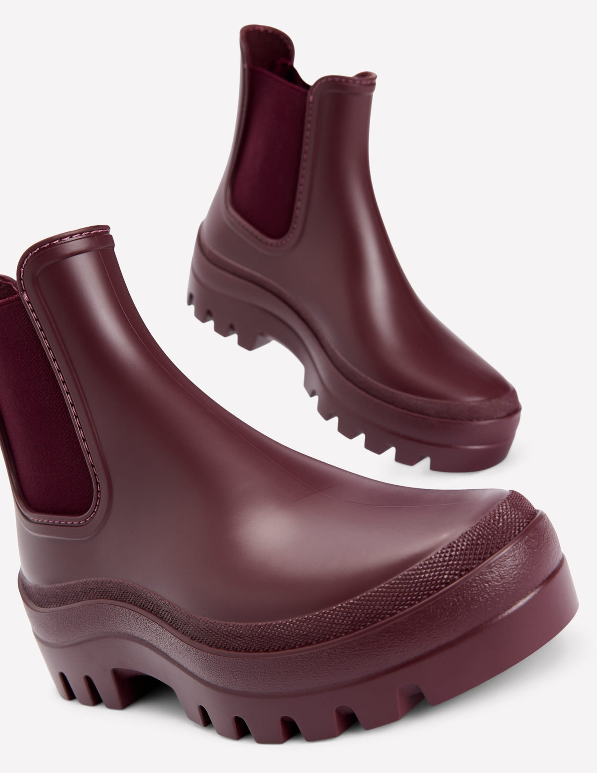Chunky Chelsea Wellie Boots-Oxblood