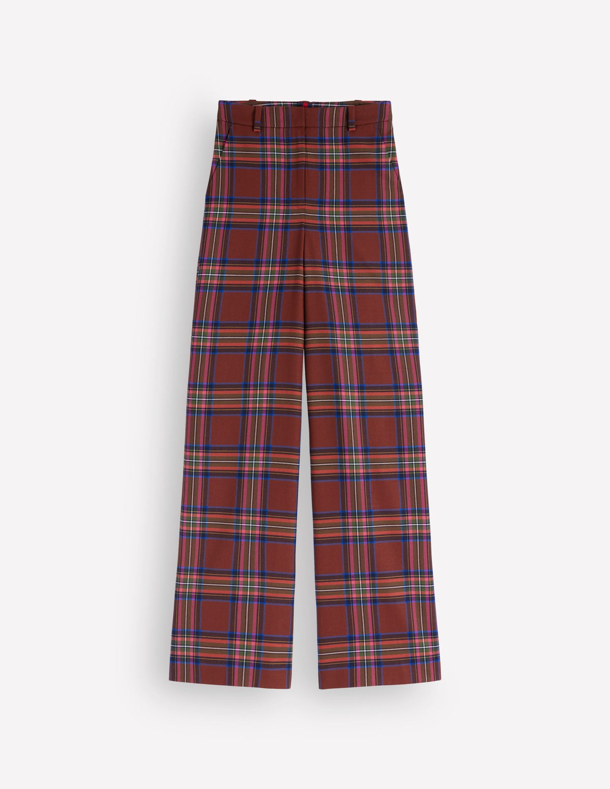 Belgravia Wool Blend Trousers-Brown, Blue, and Pink Check