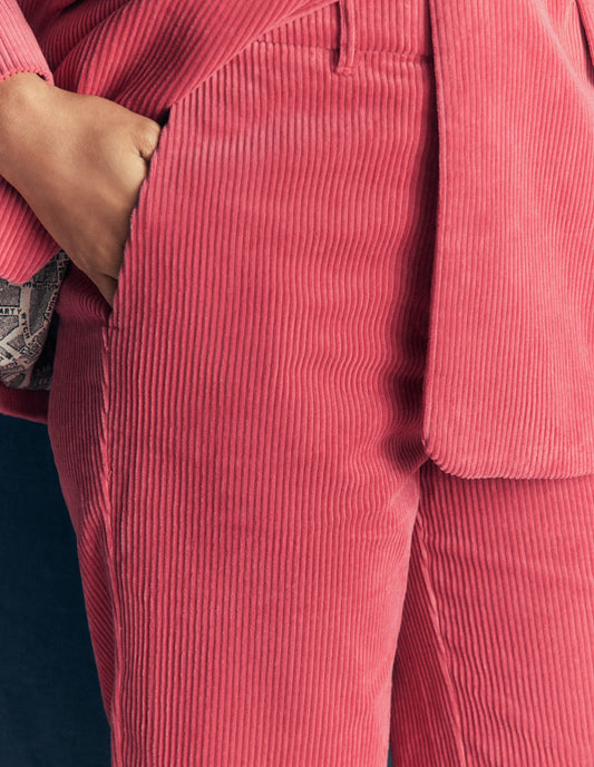 Fitzrovia Cord Column Trousers-Cherry Blush