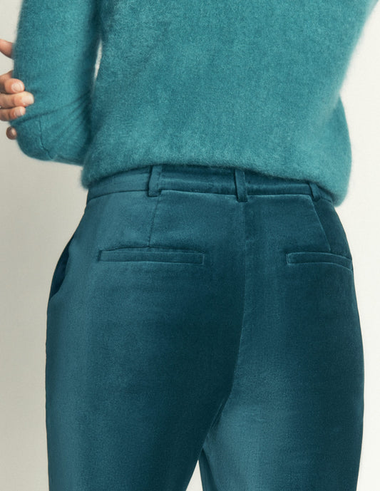 Fitzrovia Velvet Trousers-Teal Ocean