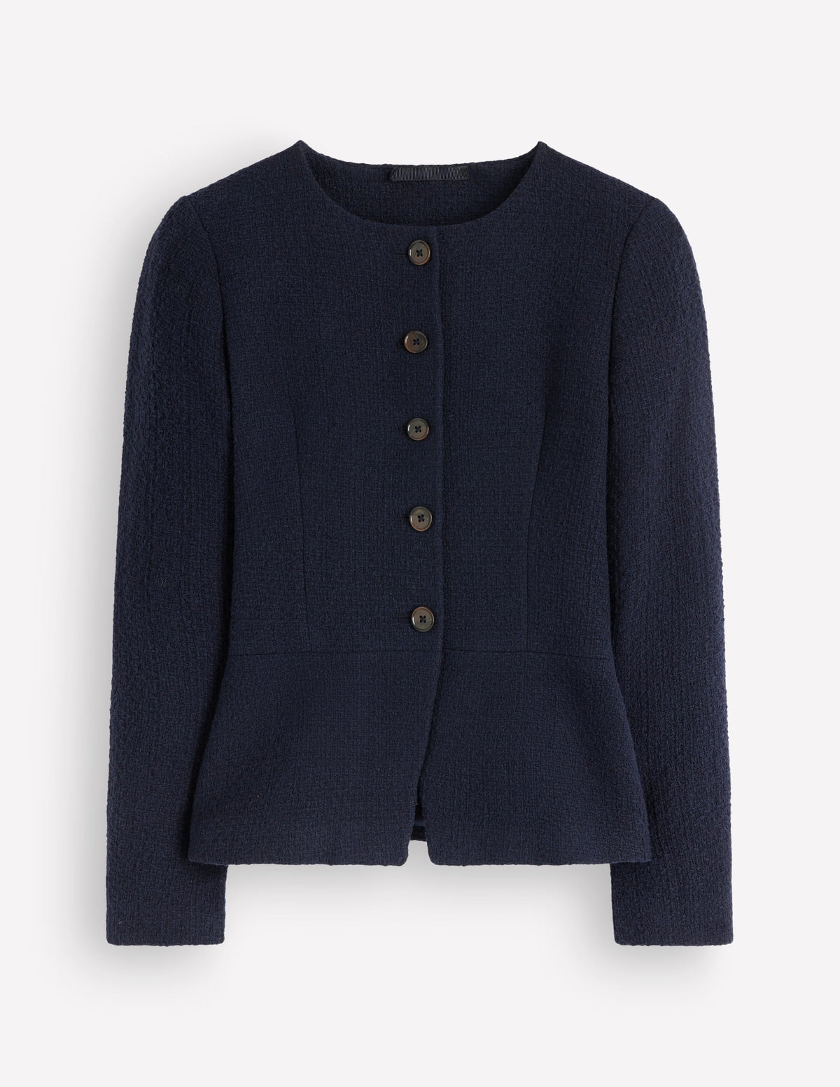 Collarless Tailored Blazer-Navy