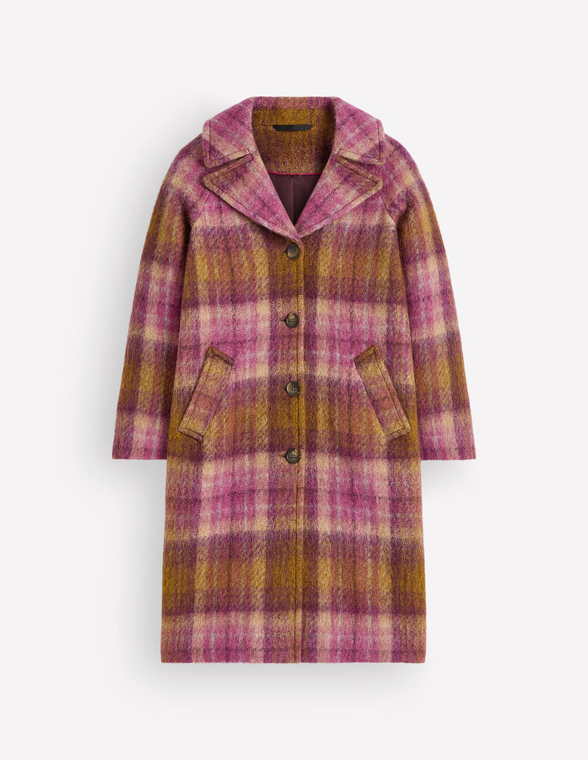 Cotswold Wool Coat-Camel, Pink Check