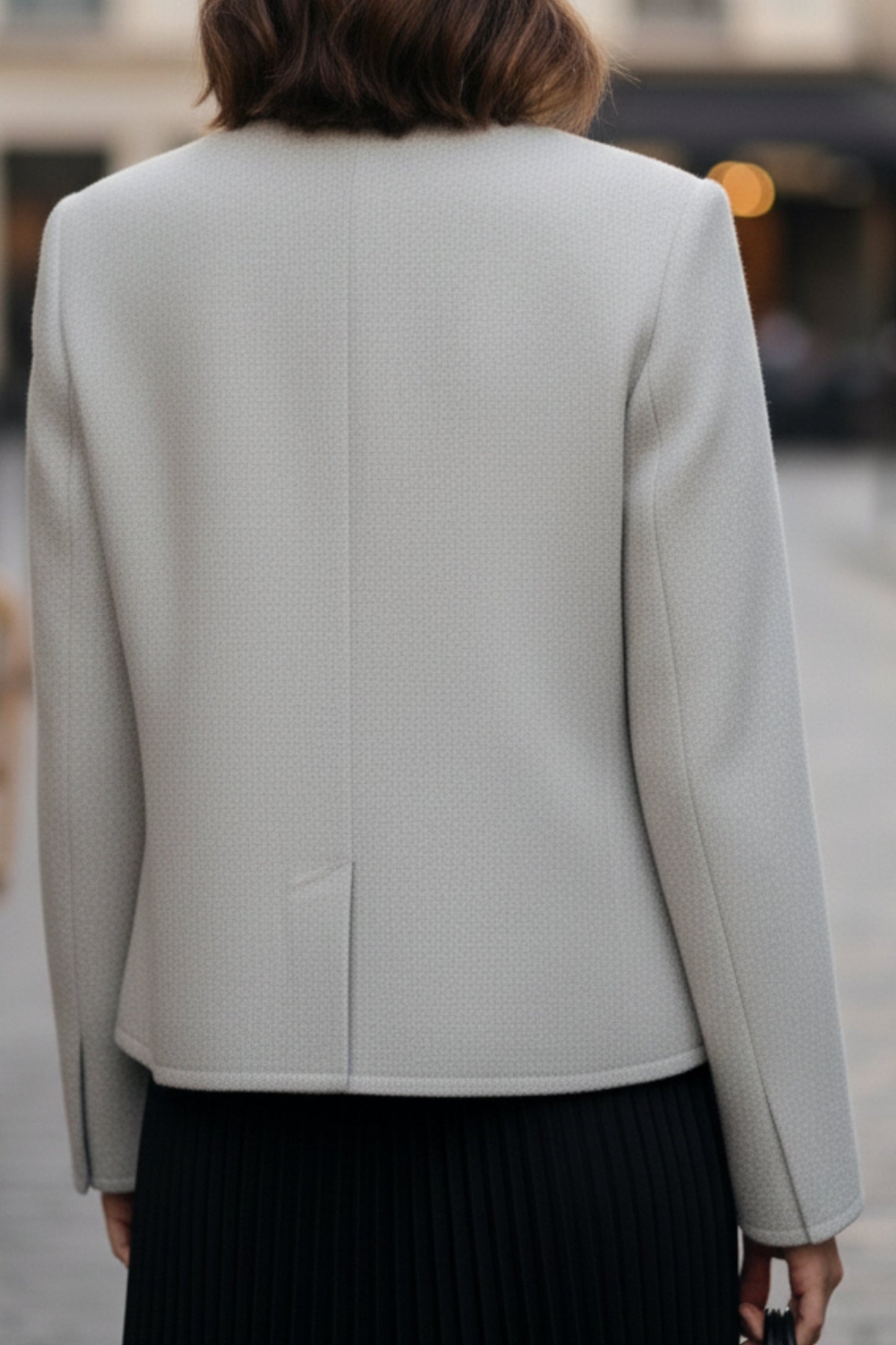 Cloud Grey Double-Sided Cashmere Blazer