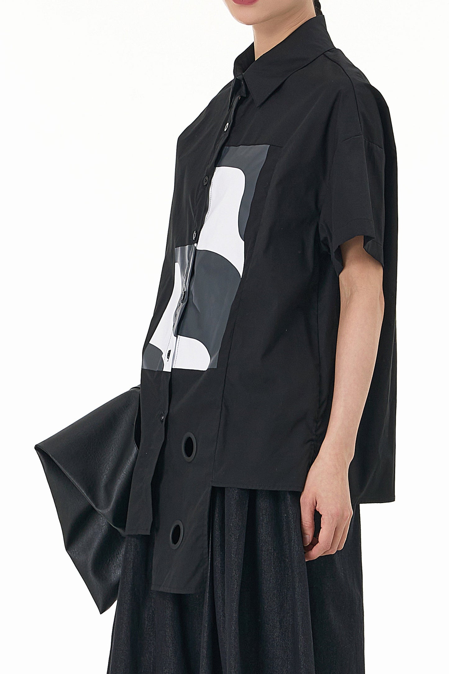 Abstract Black Oversized Shirt