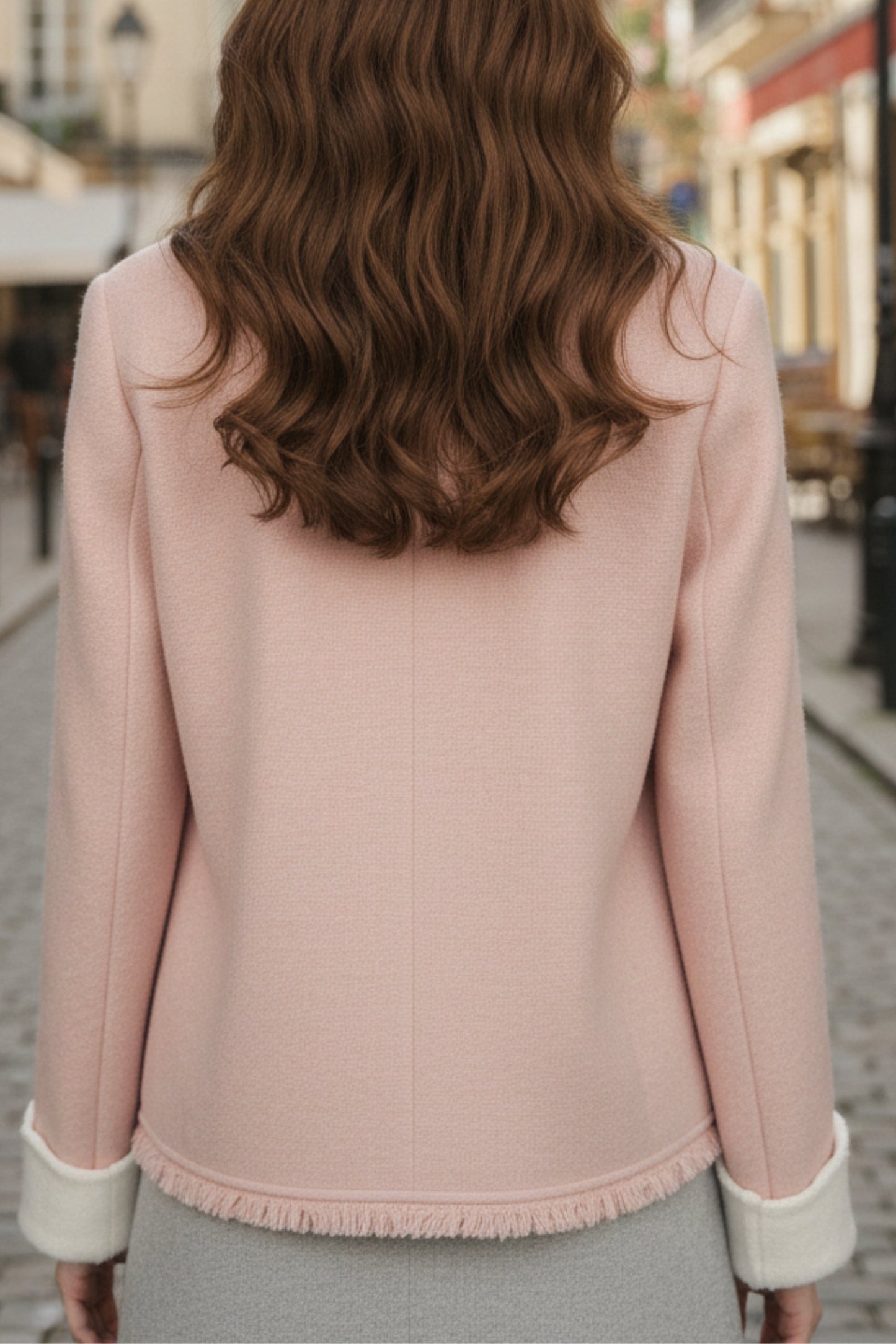 Pink Frayed Double-Sided Cashmere Blazer