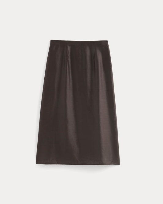 Midi Skirt in Cotton-Silk Organza | Dark Chocolate
