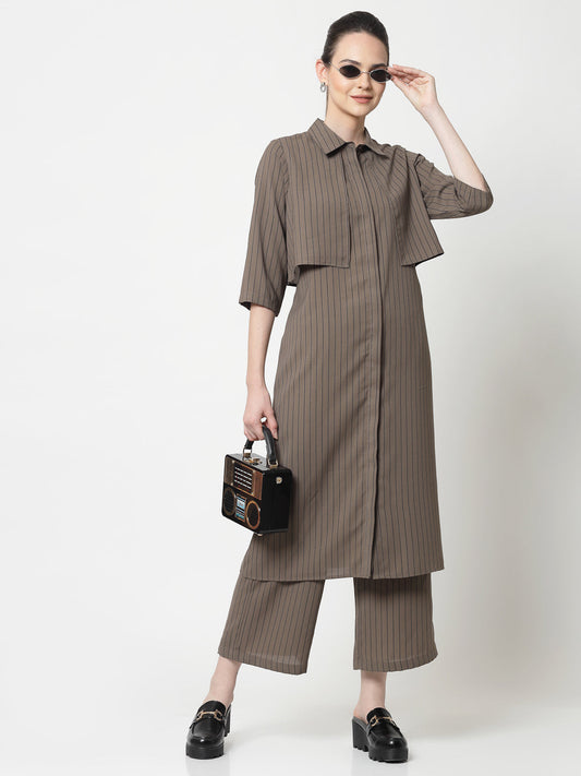 Beige Plazzo With Lines