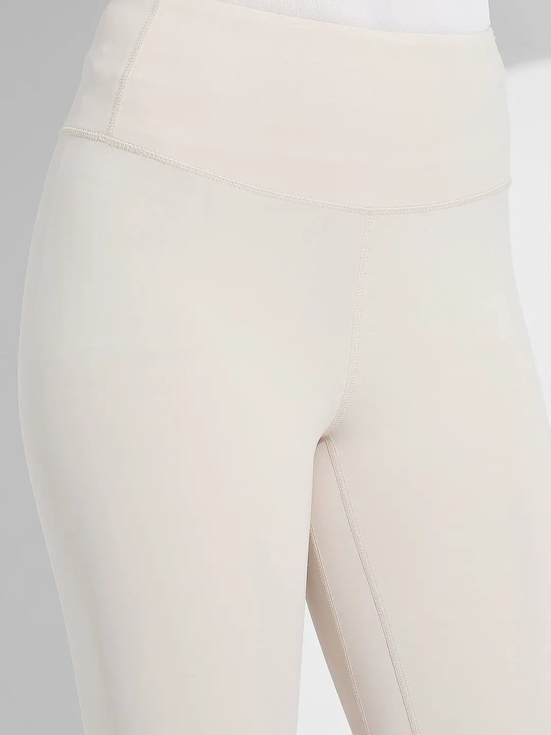Women's Cream High Waist Stretch Trackpants