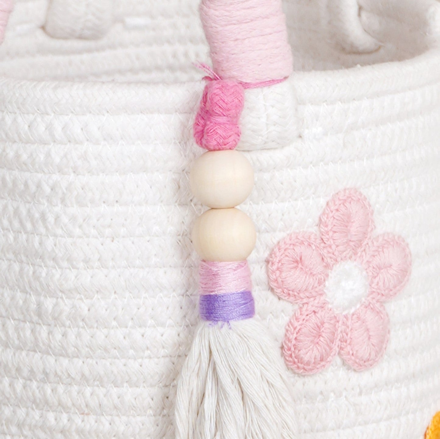 Flower Basket With Pink Handles 19cm