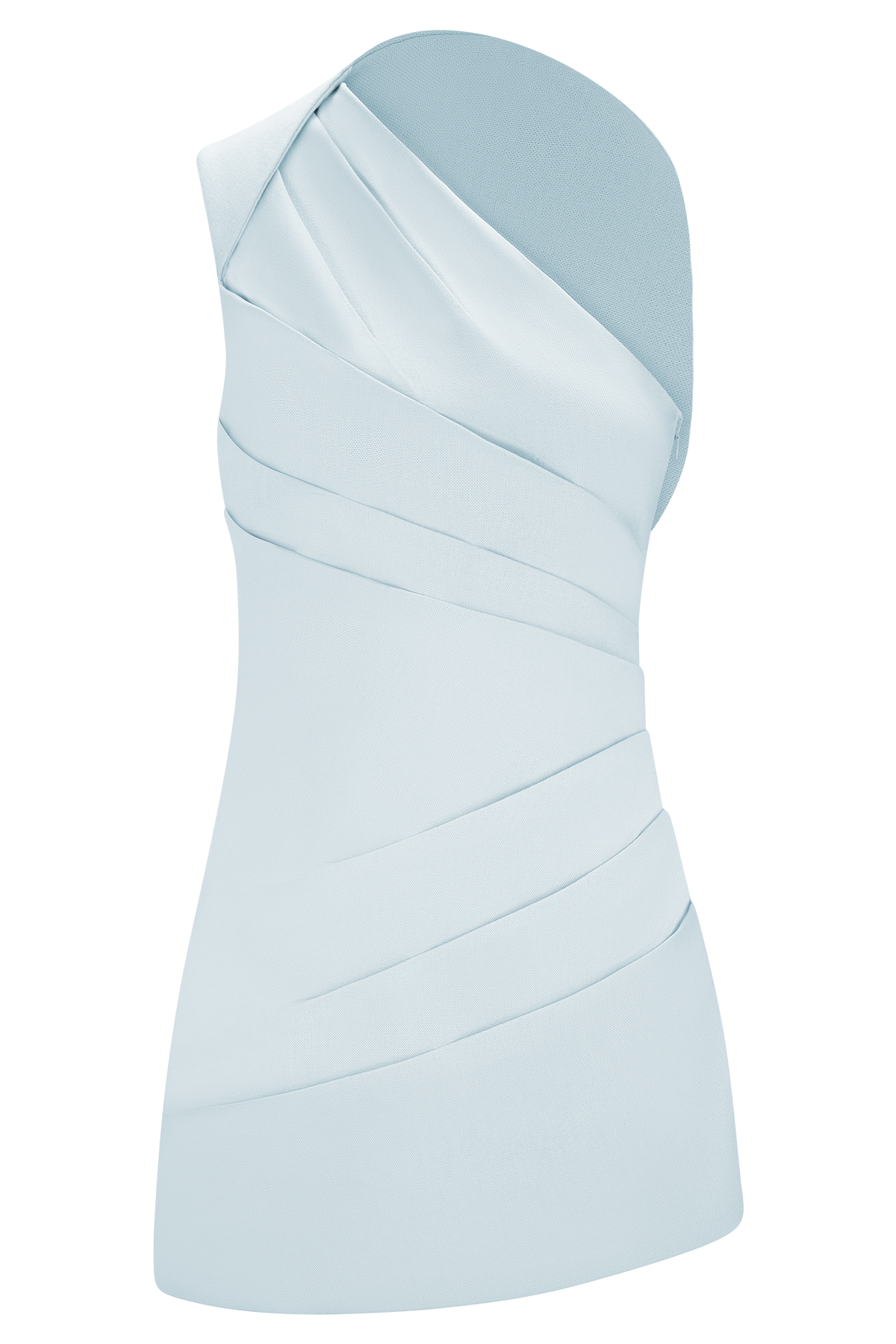 Helena One Shoulder Linen Mini Dress - Powder Blue