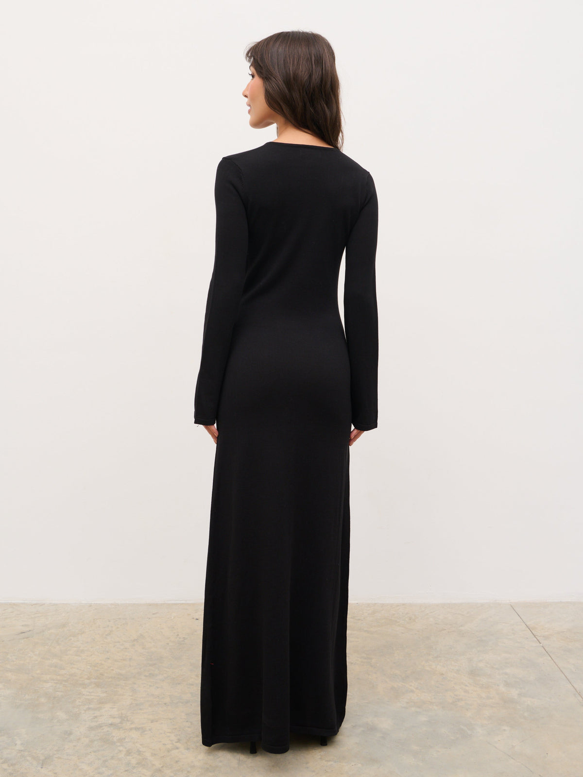 Koa Trim Detail Knit Maxi Dress - Black