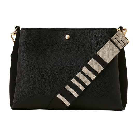 Women's Black Webbing Cross-body Bag