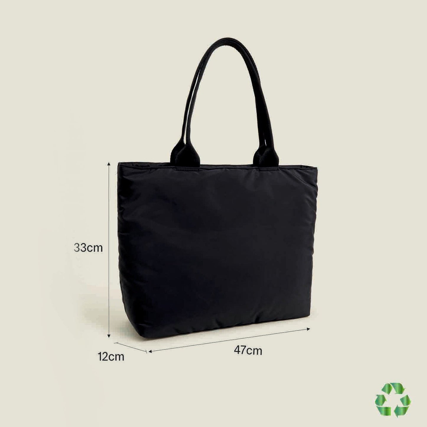 Black Recycled Polyester Floral Quilted Nylon Tote Bag