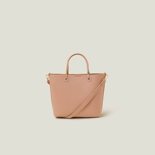 Pink Smooth Faux Leather Handbag