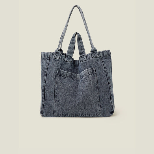 Blue Washed Denim Tote Bag