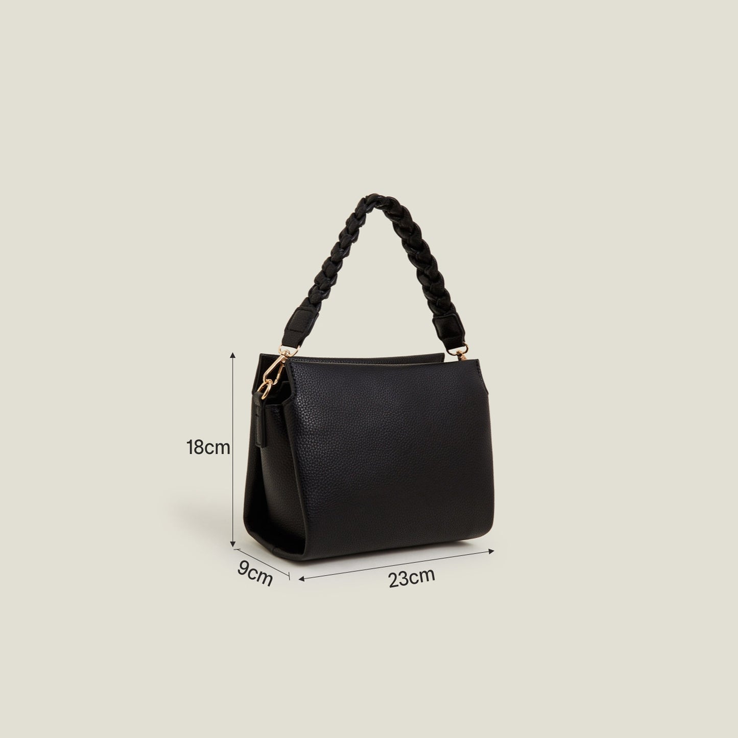 Black Plait Strap Sling Bag