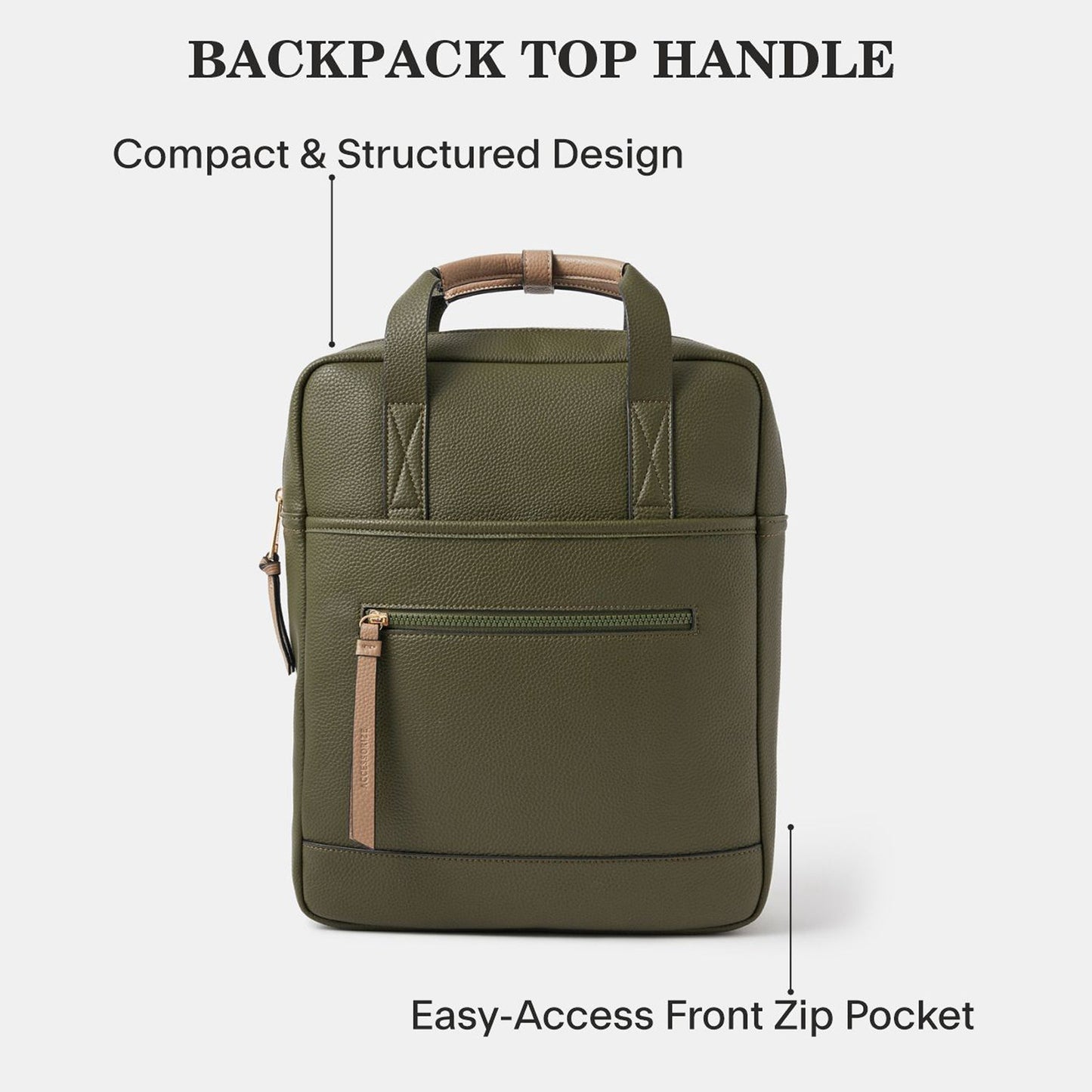Green Backpack Top Handle Fits a 12x8 in laptop
