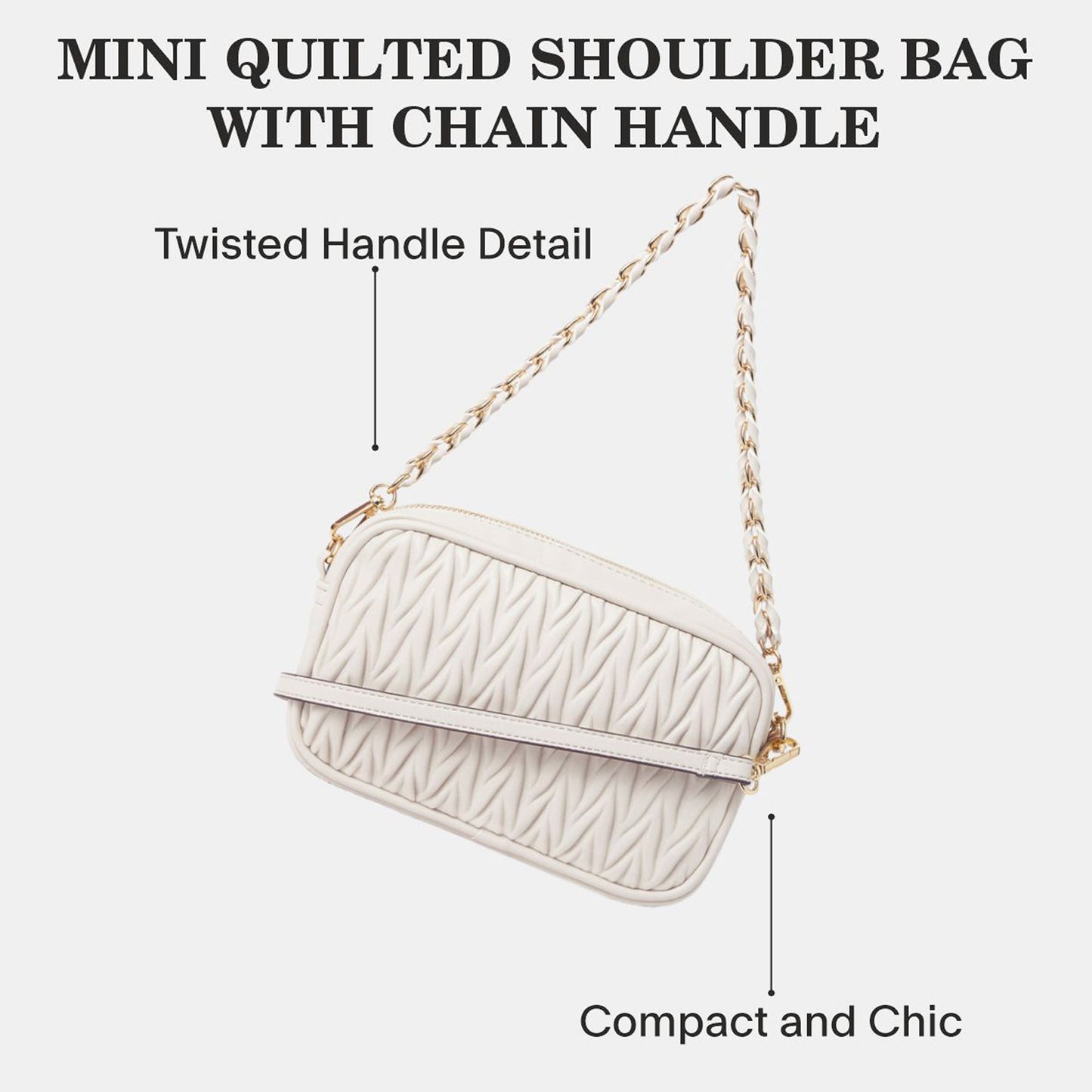 Cream Chain Strap Quilted Camera Sling Bag