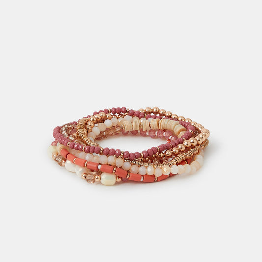 Pastel Multi Mix Bead Stretch Bracelets Pack of 8