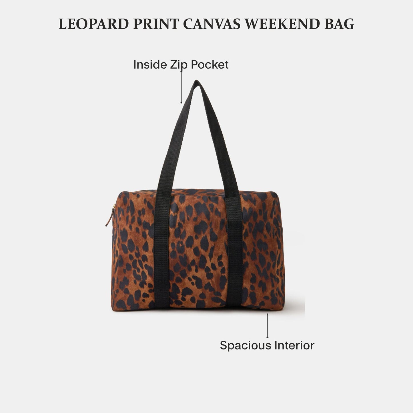 Brown Leopard Print Canvas Weekend Bag