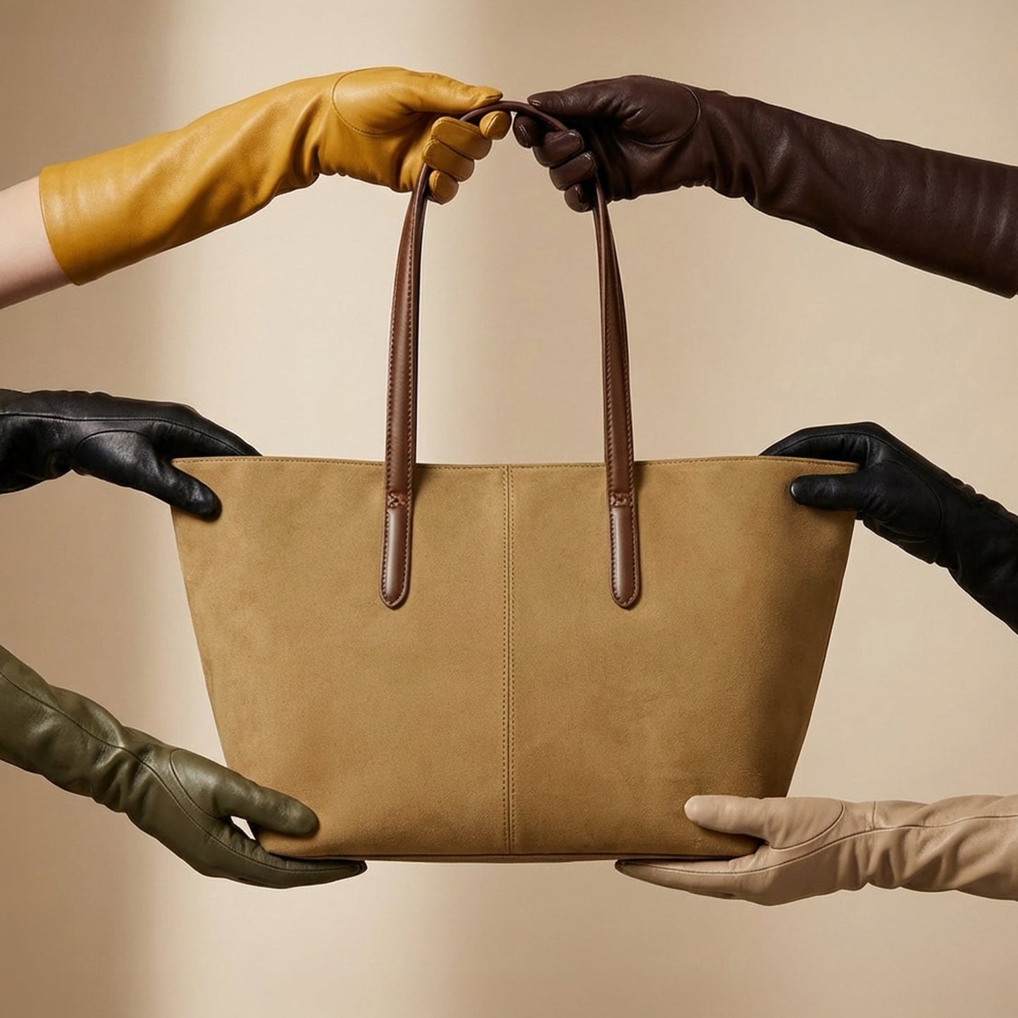 Cream Suedette Tote Bag