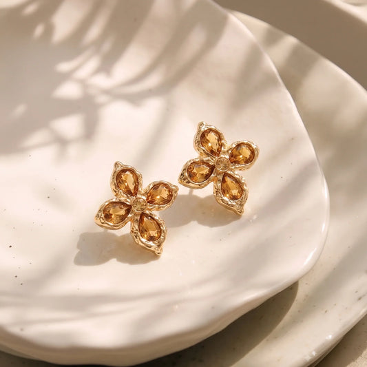 Teardrop Cross Stud Earrings