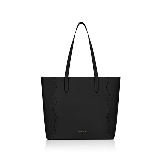 Black Wavy Stitch Tote