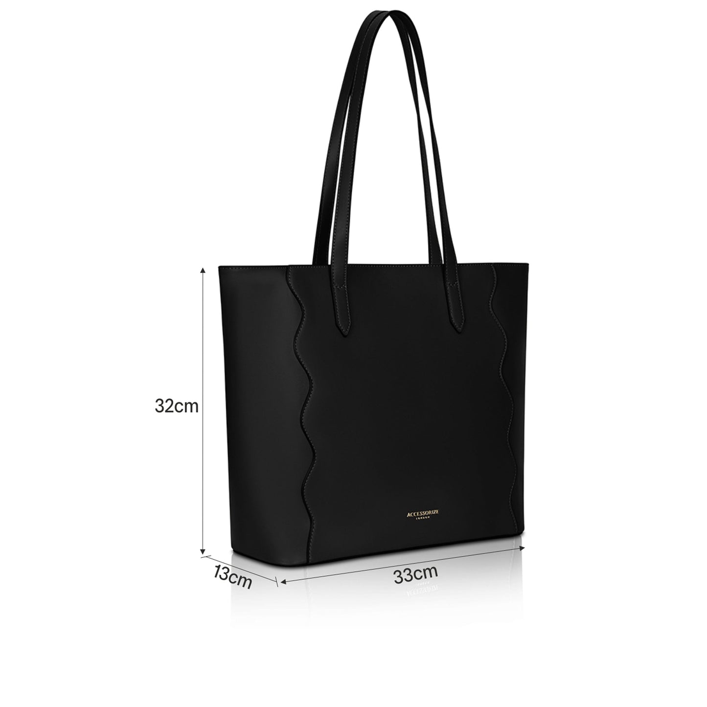 Black Wavy Stitch Tote
