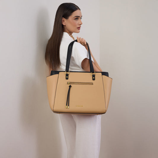 Beige Serene Work Tote Bag