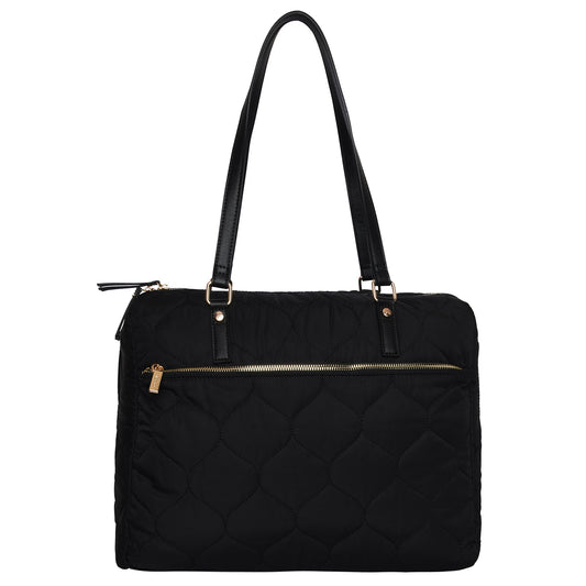 Women's Faux Leather Black Emmie Quilted Weekender Bag