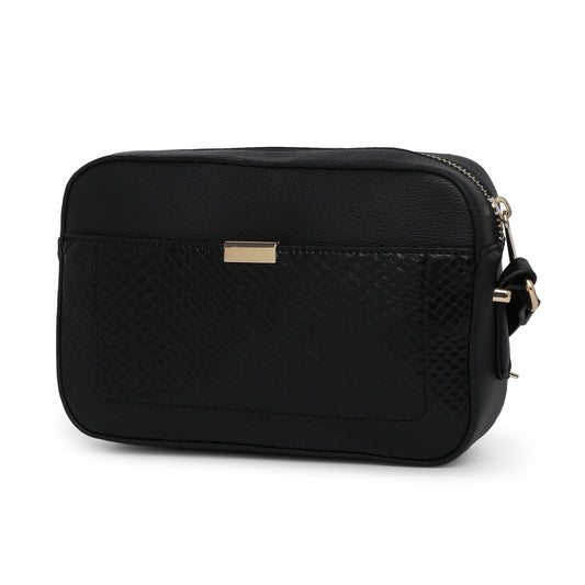 Women's Faux Leather Black Piper Camera Croc Sling Bag