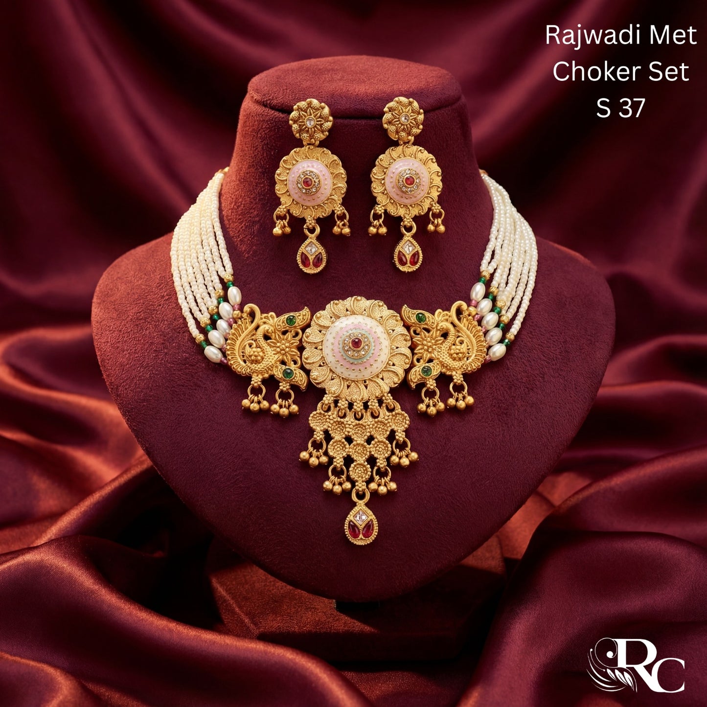 Rajasthani Moti Kundan Necklace Set | S42 - S05