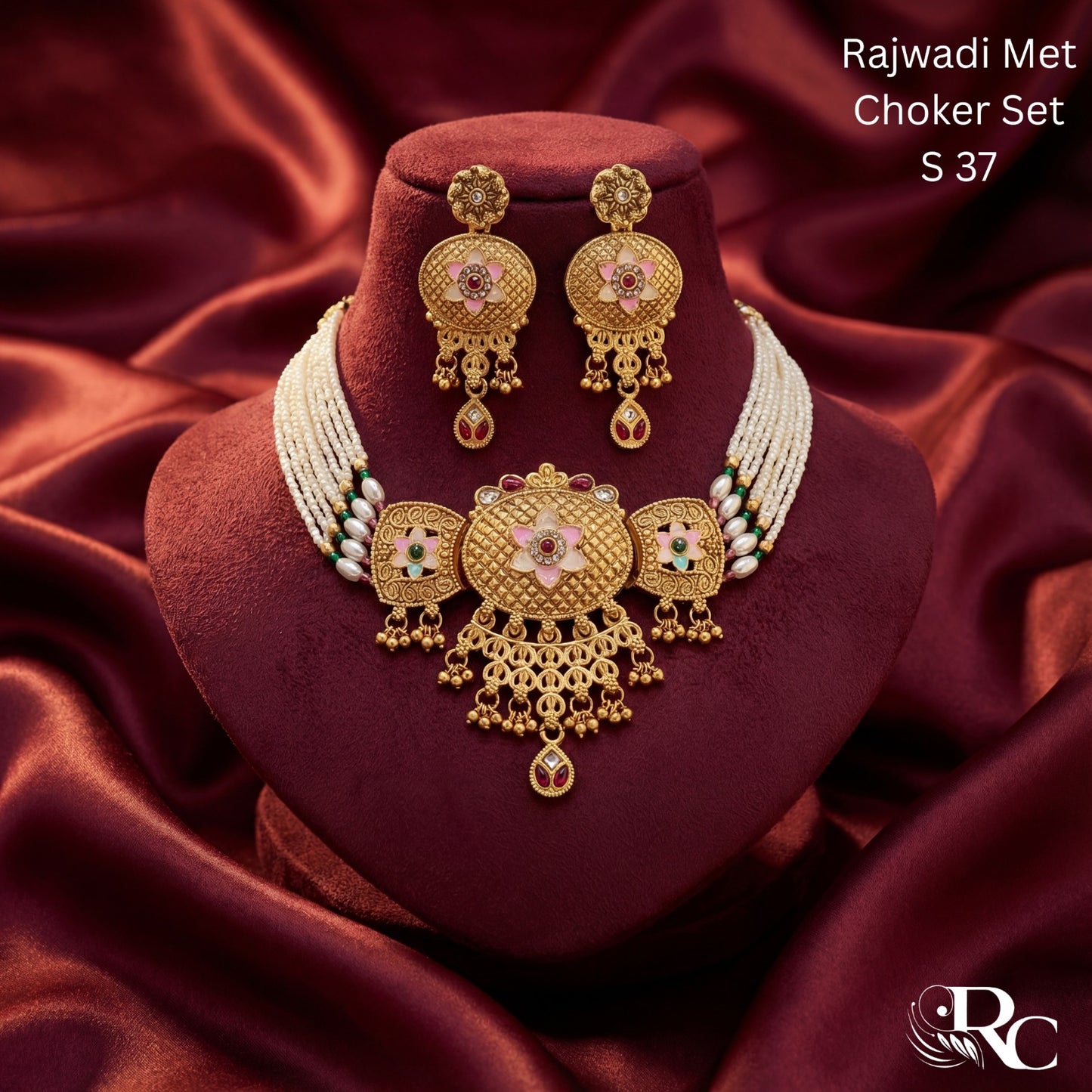 Rajasthani Moti Kundan Necklace Set | S42 - S09