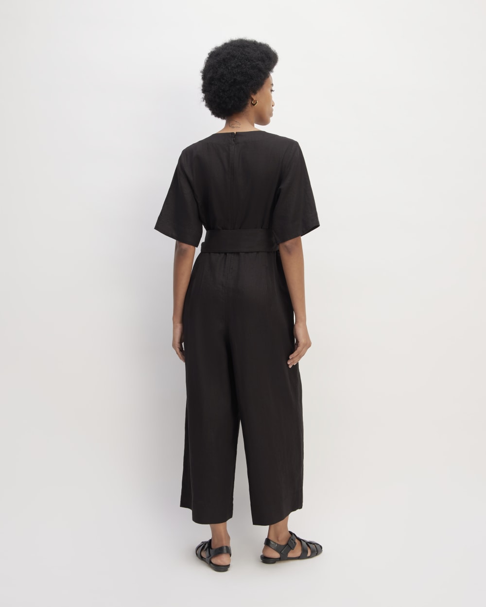 The Wrap Jumpsuit in Linen | Black