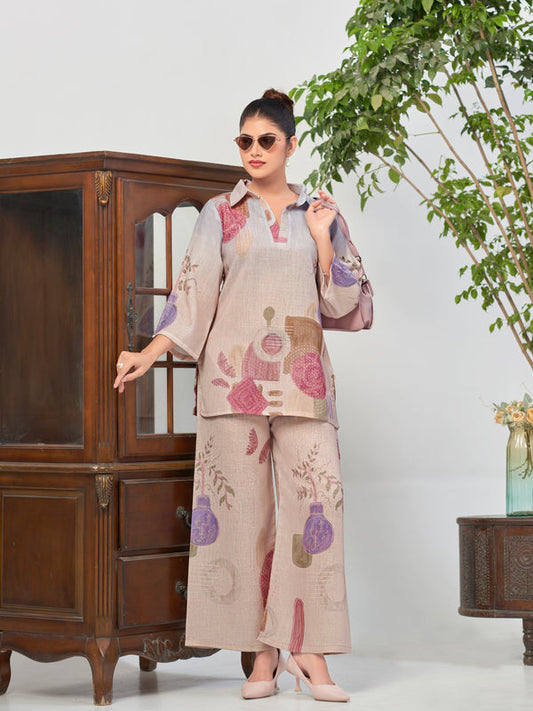 Multicolor Shaded Italian Linen Co-ord Set