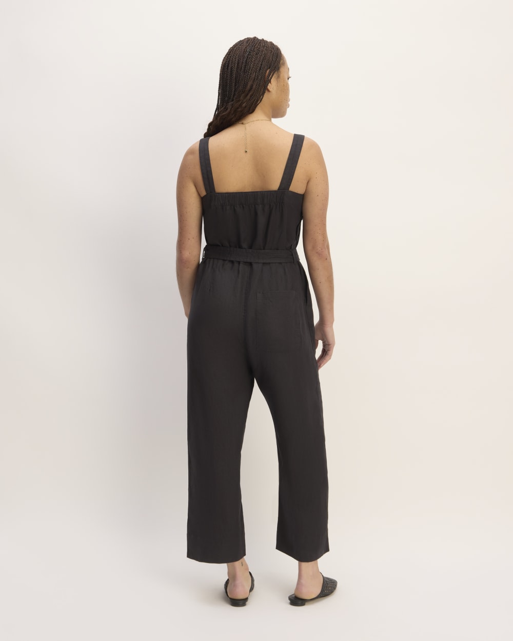 The Linen Side-Button Jumpsuit | Black