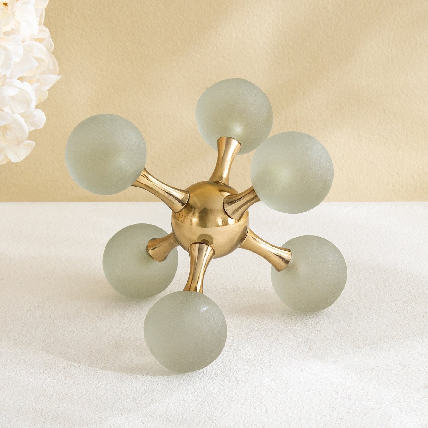 Grantley Opt Stravia Metal and Glass Ball Spokes Table Accent