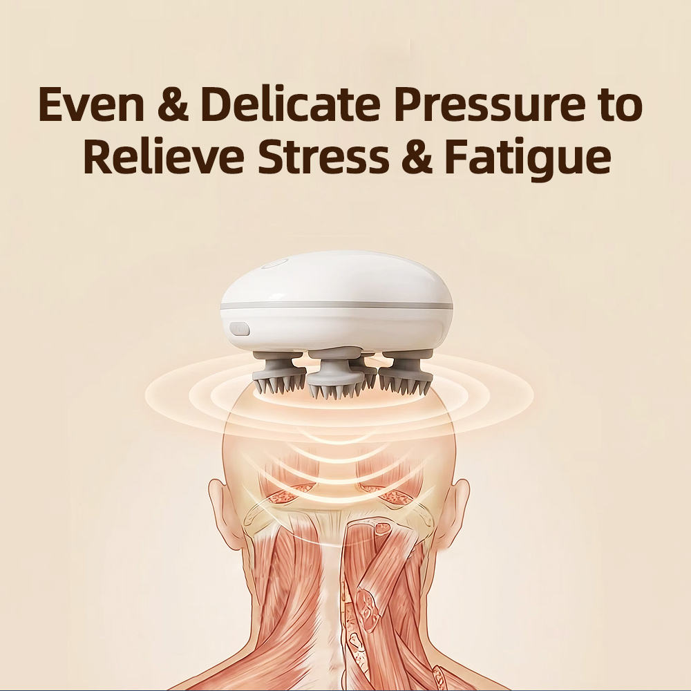 Multi-Purpose Electric Head Massage Device, Portable Handheld Massager for Head, Neck & Shoulder All-Around Daily Massage Care | Scalp & Head Care