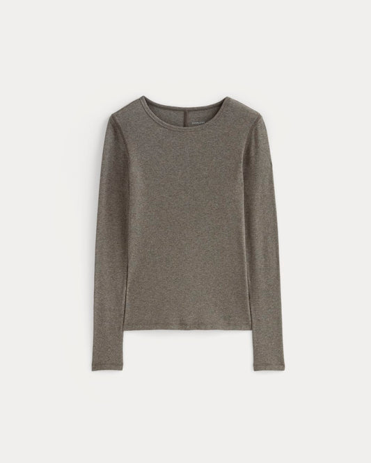 The Luxe Rib Long-Sleeve Crew | Washed Heathered Fatigue