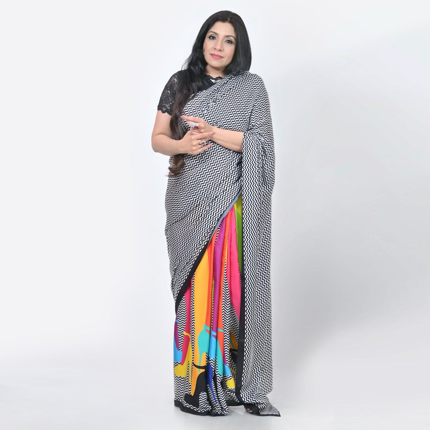 Multicolor Heels Saree