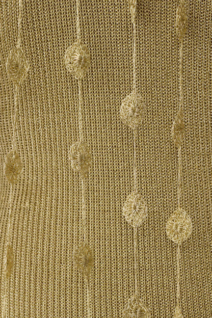 Shami Lurex Maxi Dress With Flowers - Gold