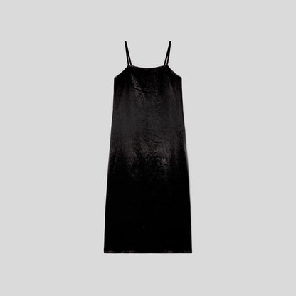 The Satin Square-Neck Slip Dress | Black