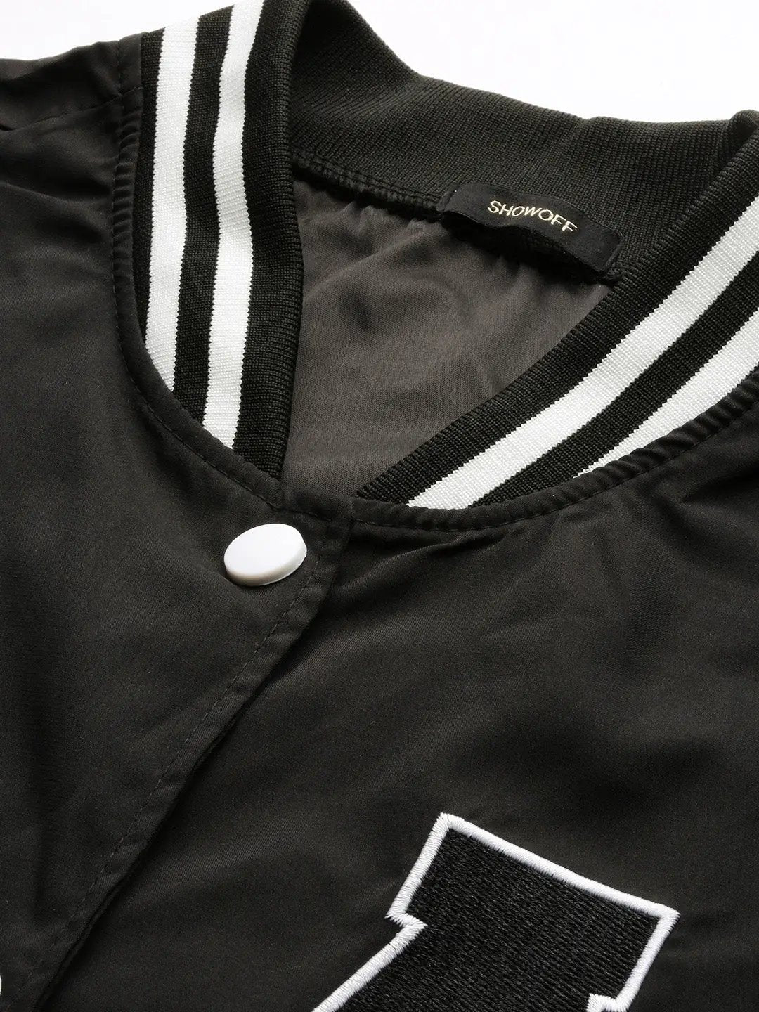 Women's Black Windcheater Crop Bomber Jacket
