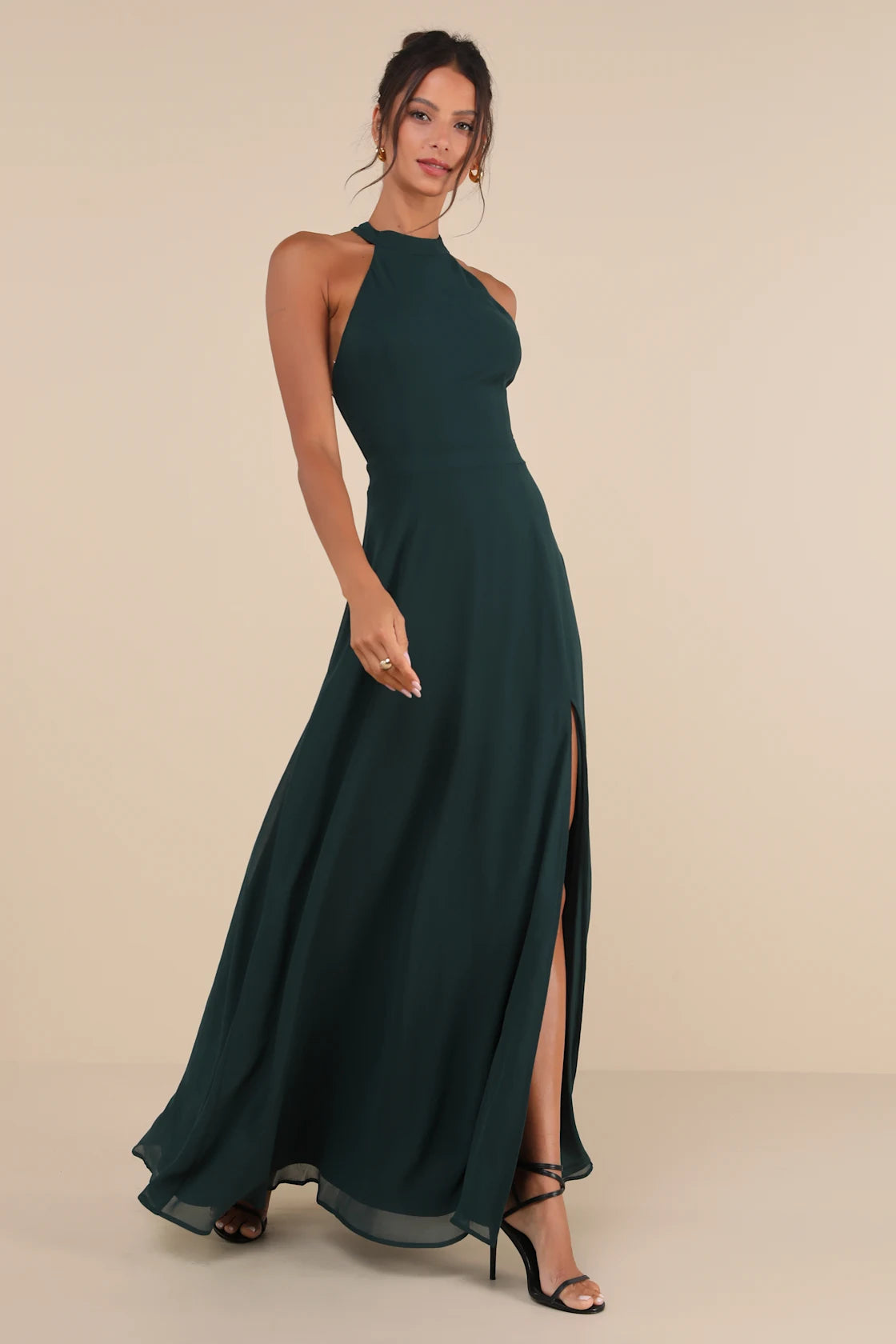 Confidently Charismatic Black Backless Halter Maxi Dress | Tangel Top